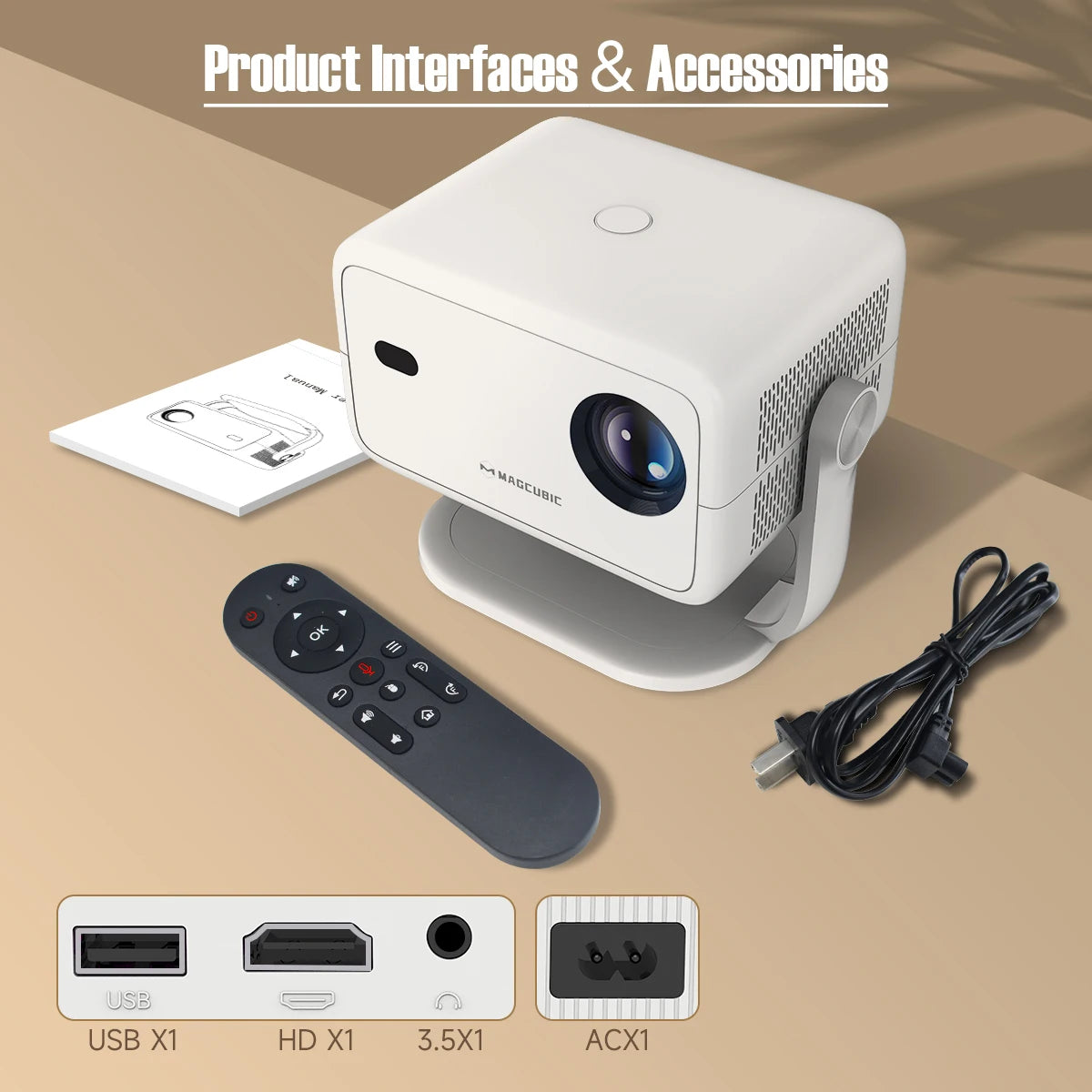Magcubic 650ANSI L018 Projector 4K Native 1080P Auto Focus & Keystone Correction Android11 BT5.2 WIFI6 360° Portable Home Cinema