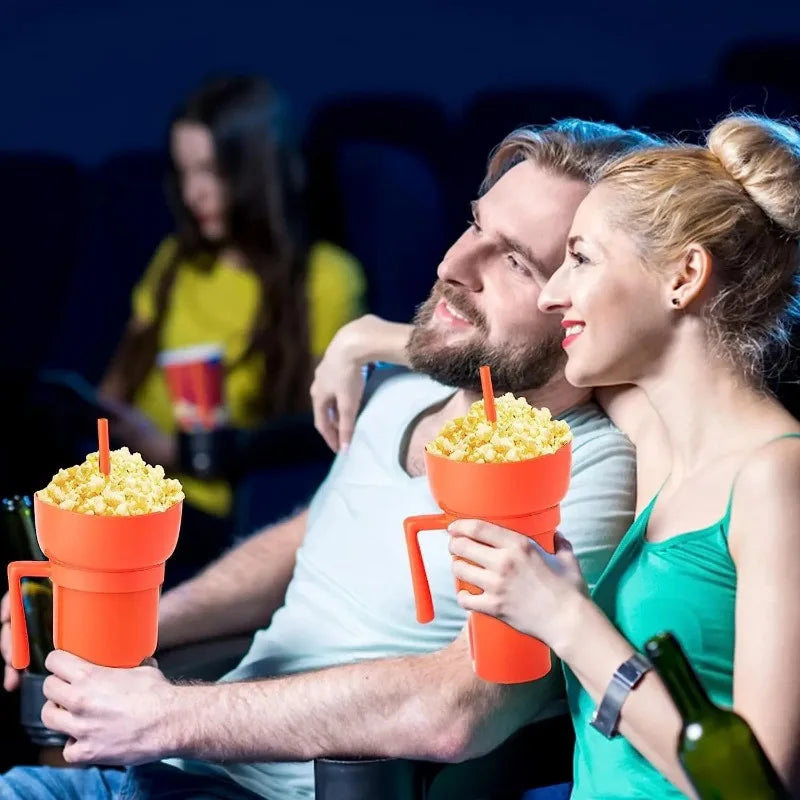 New 2 IN 1 Creative Sip N Snack Cups Integrated Beverage Cup with Handle Portable Beverage Cup Novel Design and Many Functions