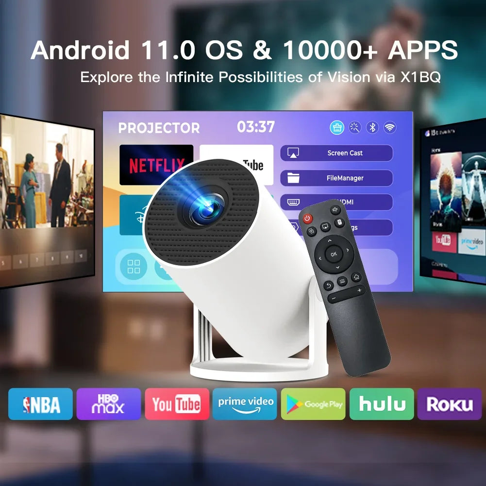 Upgraded HY300PRO Mini Projector with WiFi6 & BT5.4, Portable Beamer 4K Support, Auto Vertical Keystone 180° Rotation for Movies