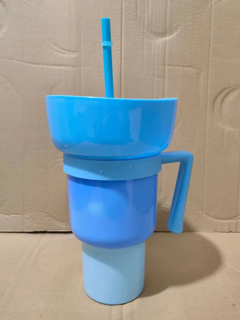 New 2 IN 1 Creative Sip N Snack Cups Integrated Beverage Cup with Handle Portable Beverage Cup Novel Design and Many Functions