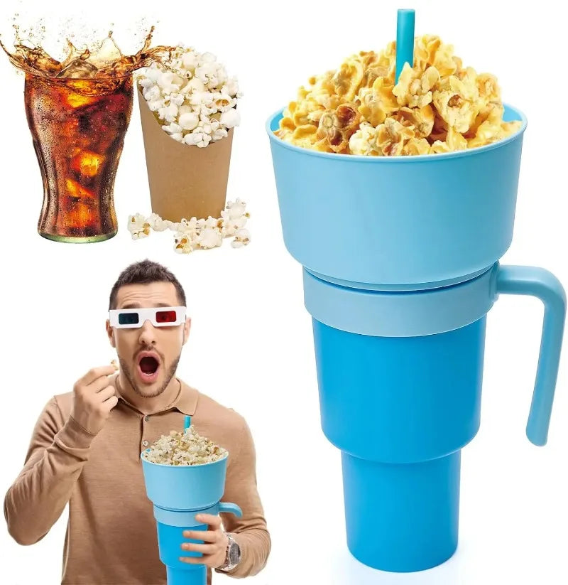 New 2 IN 1 Creative Sip N Snack Cups Integrated Beverage Cup with Handle Portable Beverage Cup Novel Design and Many Functions