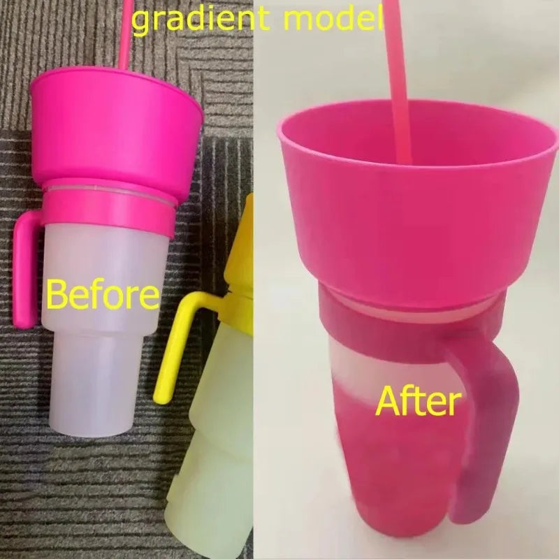 New 2 IN 1 Creative Sip N Snack Cups Integrated Beverage Cup with Handle Portable Beverage Cup Novel Design and Many Functions
