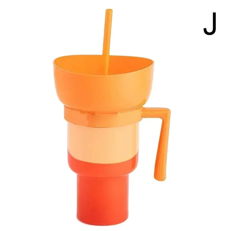 New 2 IN 1 Creative Sip N Snack Cups Integrated Beverage Cup with Handle Portable Beverage Cup Novel Design and Many Functions