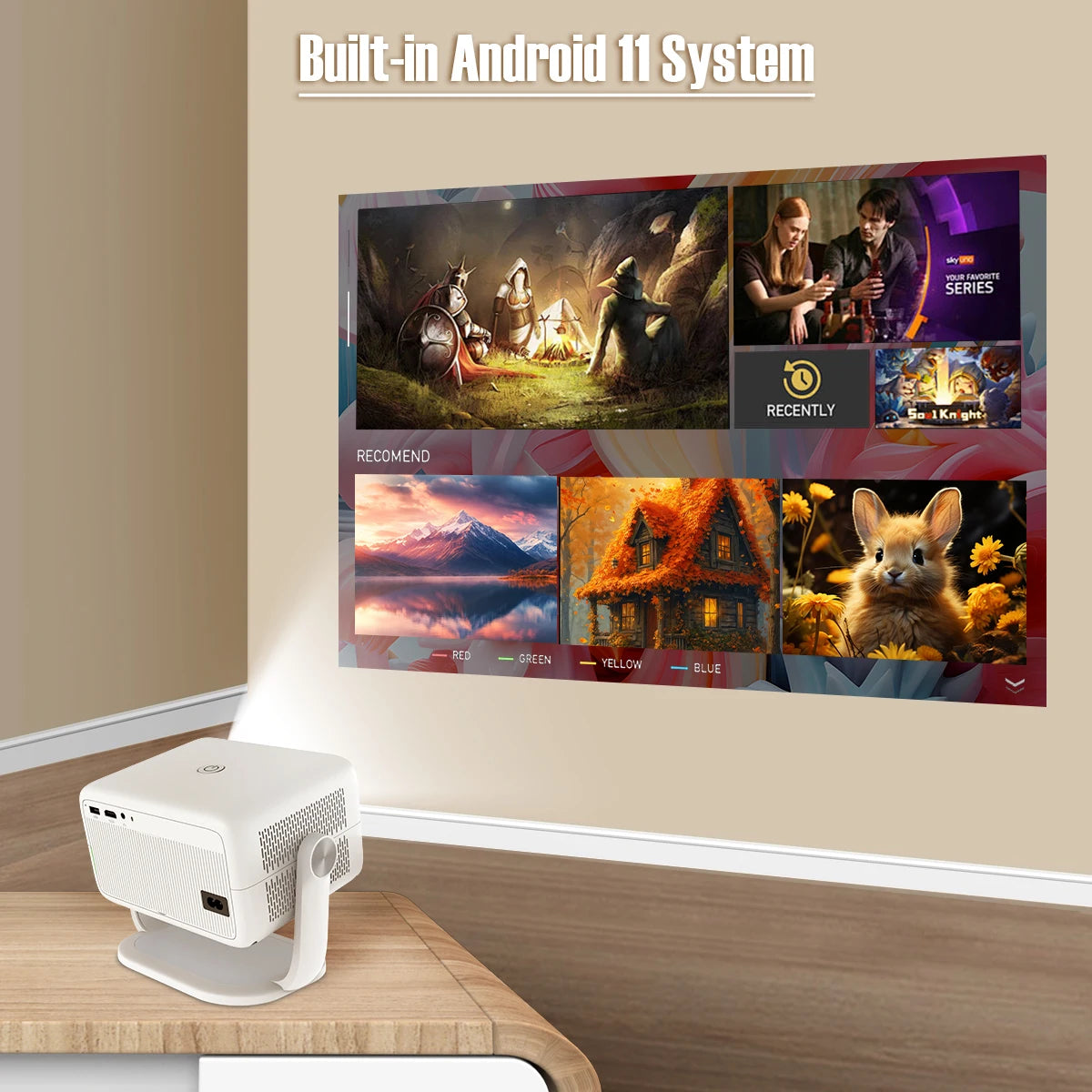 Magcubic 650ANSI L018 Projector 4K Native 1080P Auto Focus & Keystone Correction Android11 BT5.2 WIFI6 360° Portable Home Cinema